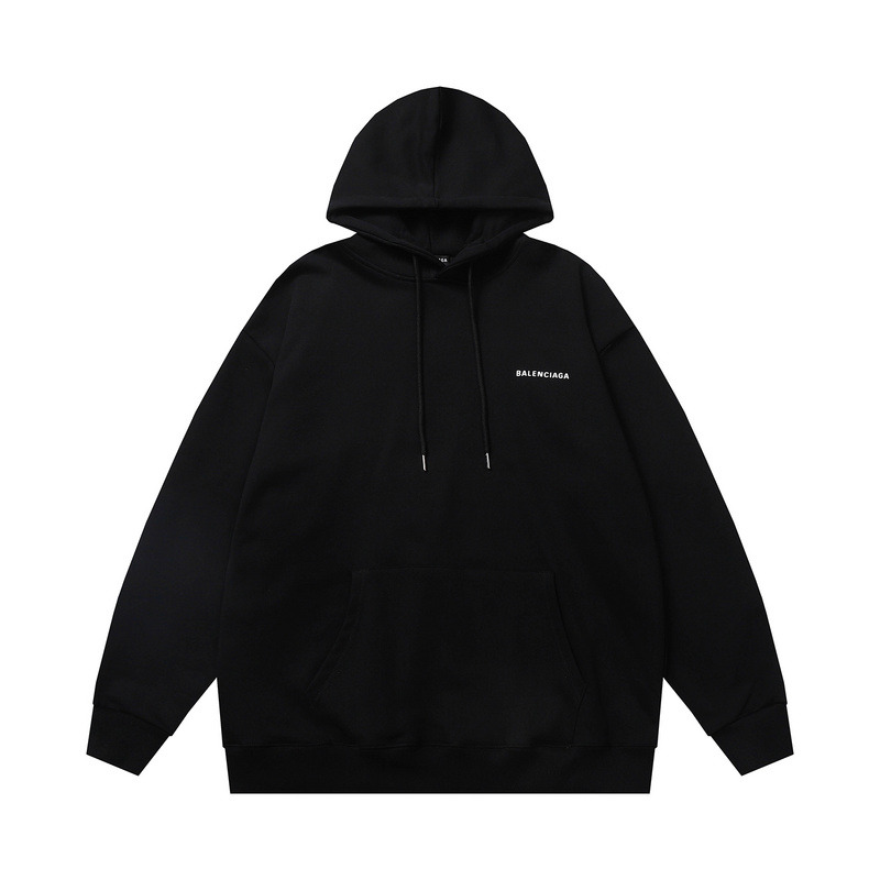 Ba*len*cia*ga logo-print fleece-back cotton-jersey hoodie black