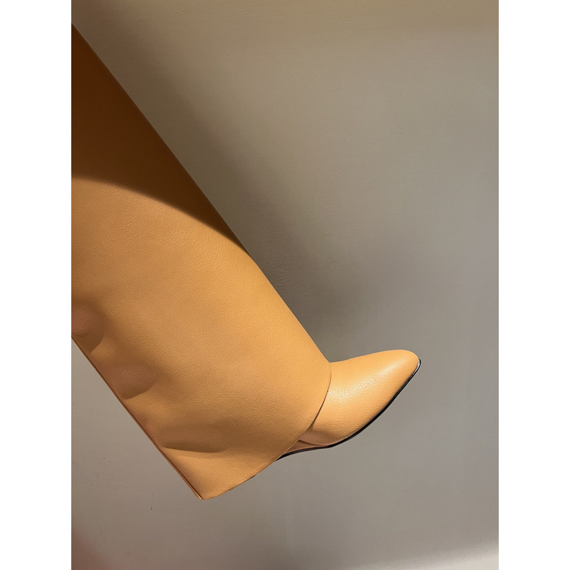 Givenchy Shark Lock Leather Knee High Boots Brown