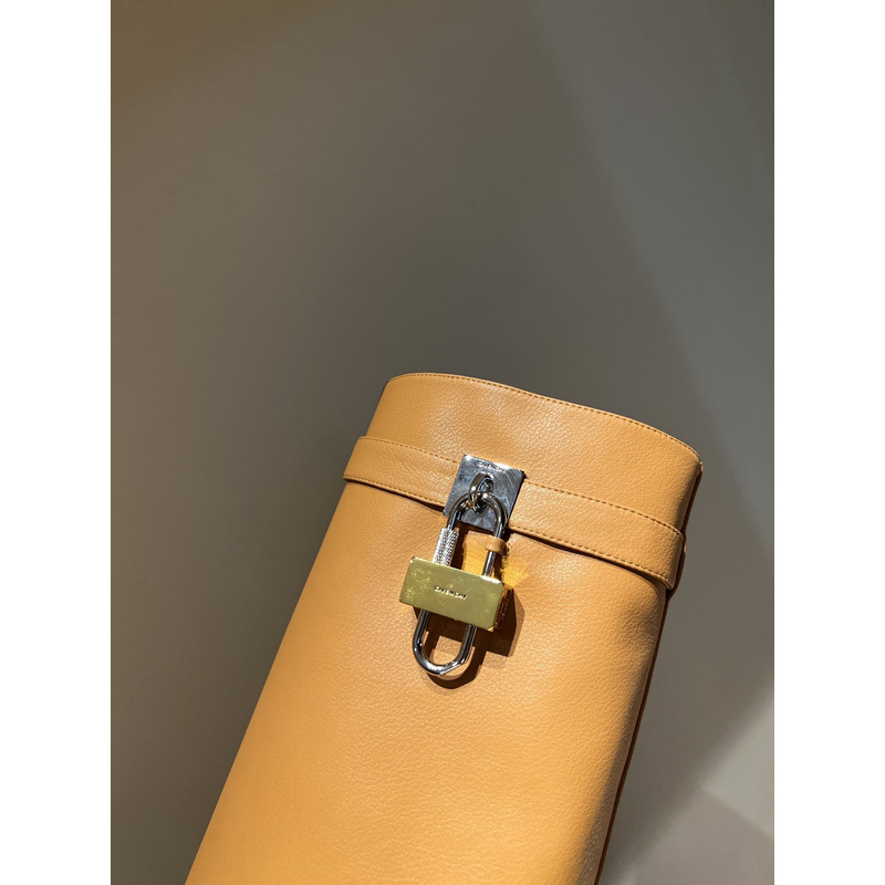 Givenchy Shark Lock Leather Knee High Boots Brown