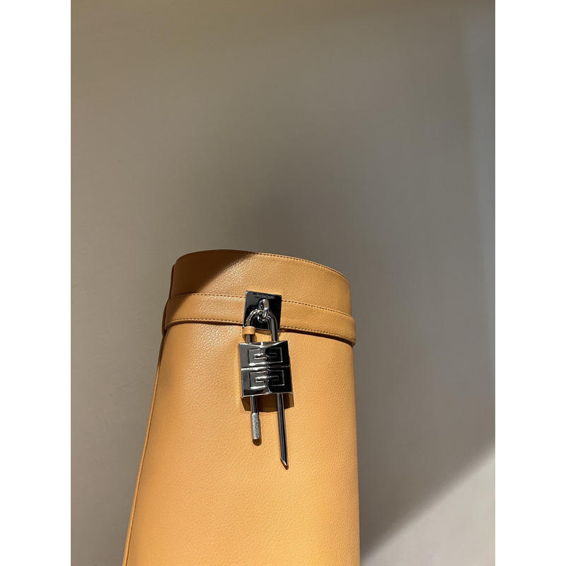 Givenchy Shark Lock Leather Knee High Boots Brown