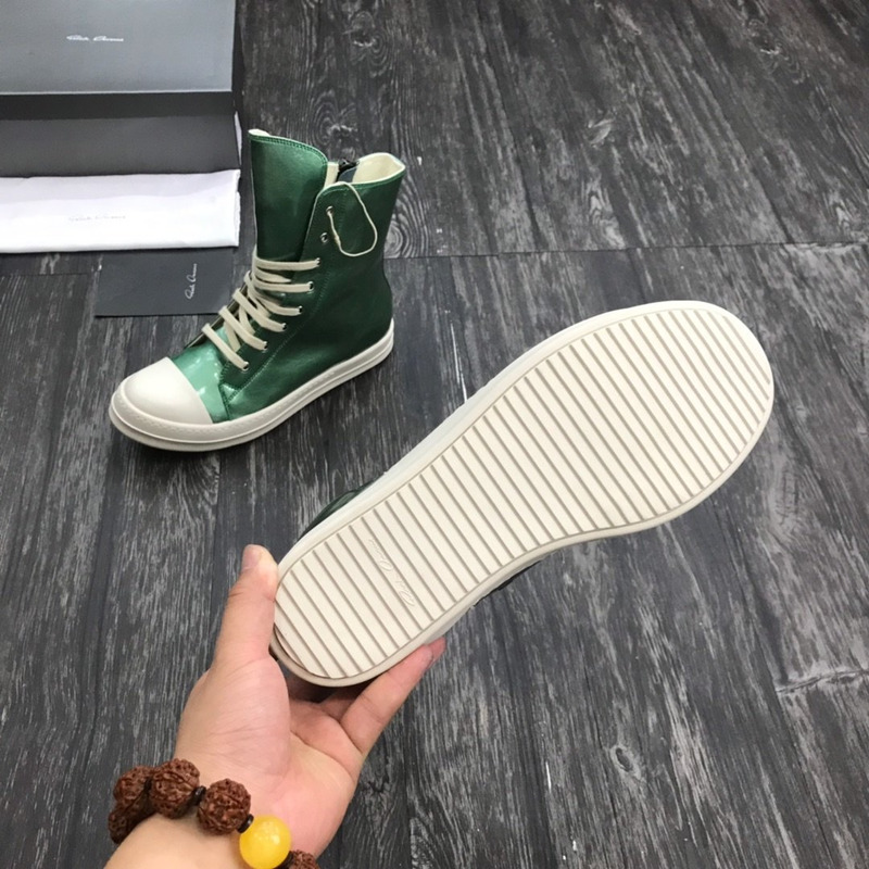 Rick Owens Darkshaw Lace-Up Leather Sneakers Green