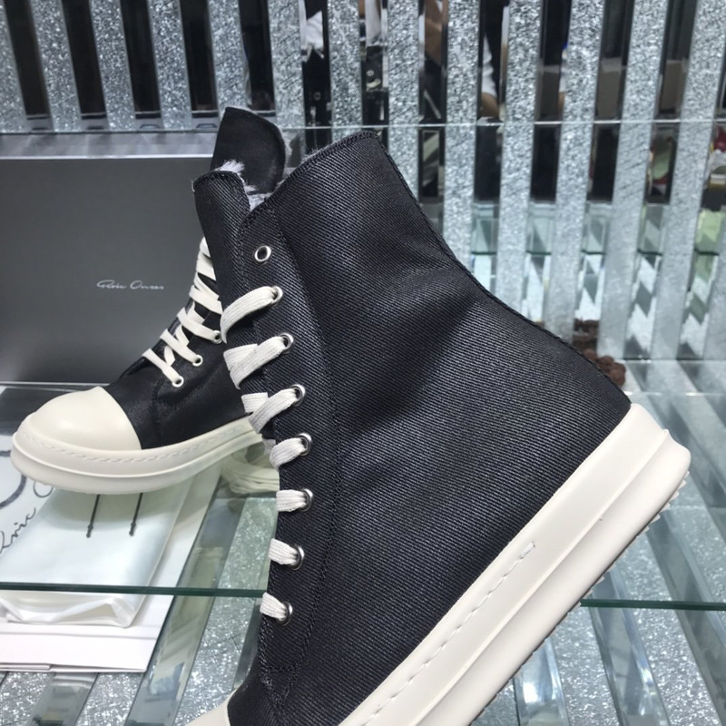 Rick Owens Drkshdw  Denim High Top Sneakers Black