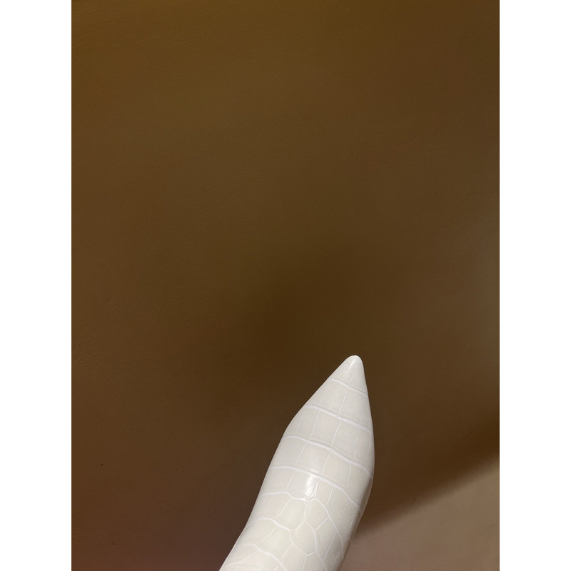 Bettina Vermillon Josephine Crocodile Embossed Knee Boots White