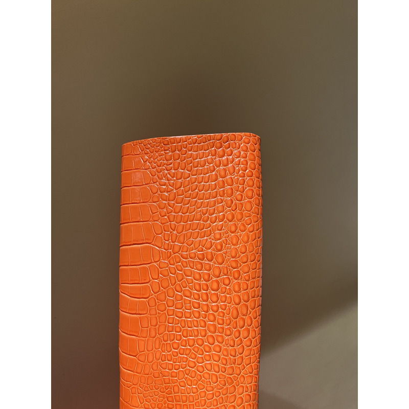 Bettina Vermillon Josephine Crocodile Embossed Knee Boots Orange