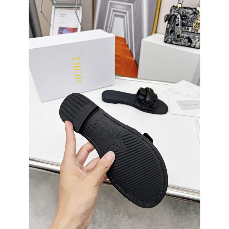 ch**an D*or black leather sandals