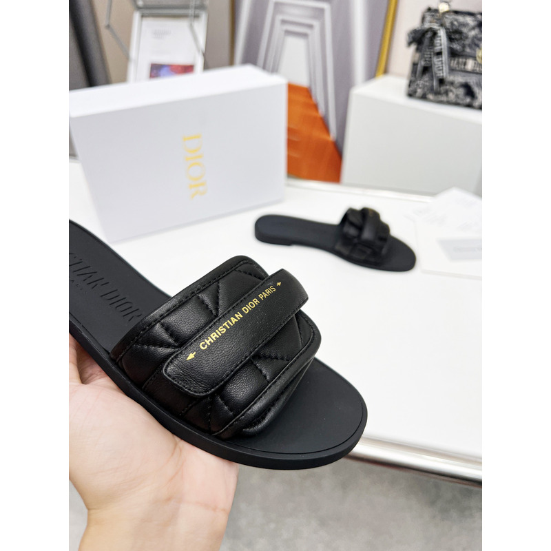 ch**an D*or black leather sandals