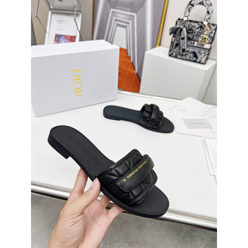 ch**an D*or black leather sandals