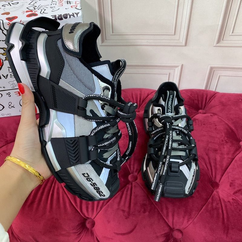 Dolce & Gabbana Panelled Space Multimaterial Sneakers Black/Silver