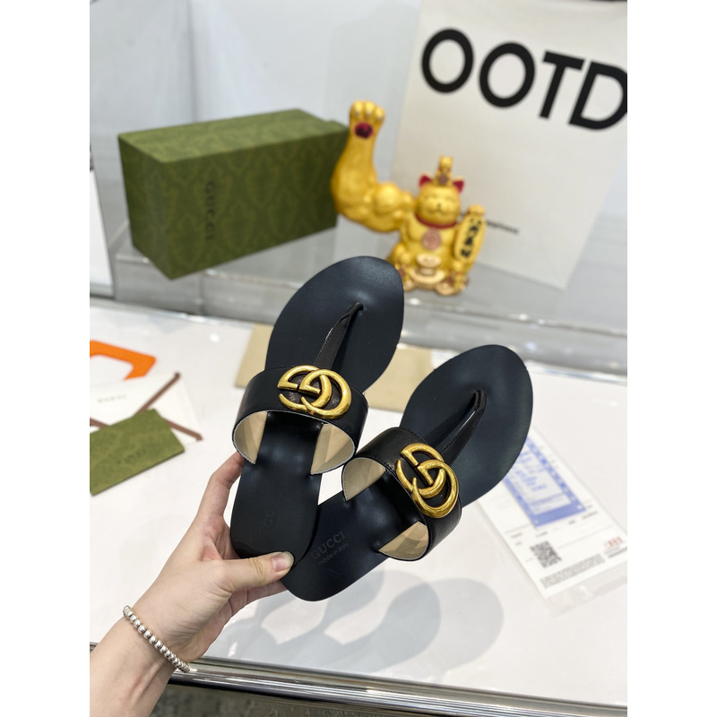 G*u*i gg leather slide black