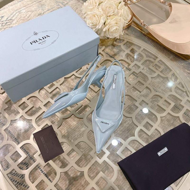 Pra*a brushed leather slingback pumps blue