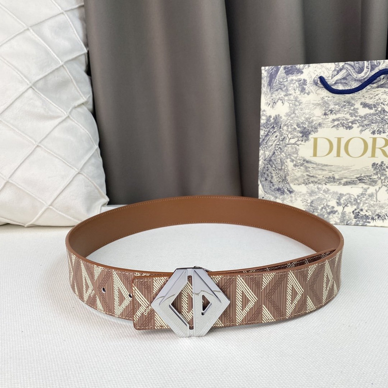 d*or brown cd Di*m*nd canvas and smooth calfskin silver