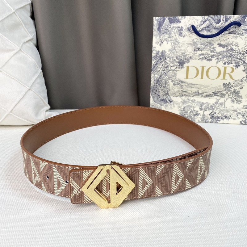 d*or brown cd Di*m*nd canvas and smooth calfskin gold
