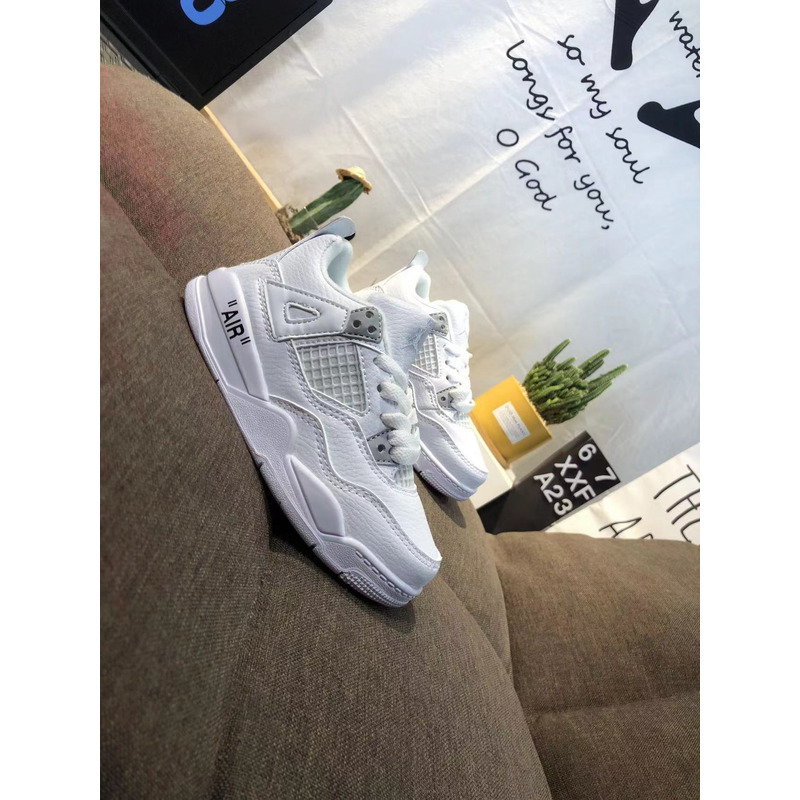 Jordan 4 Retro BG White & Metallic Kids Sneaker