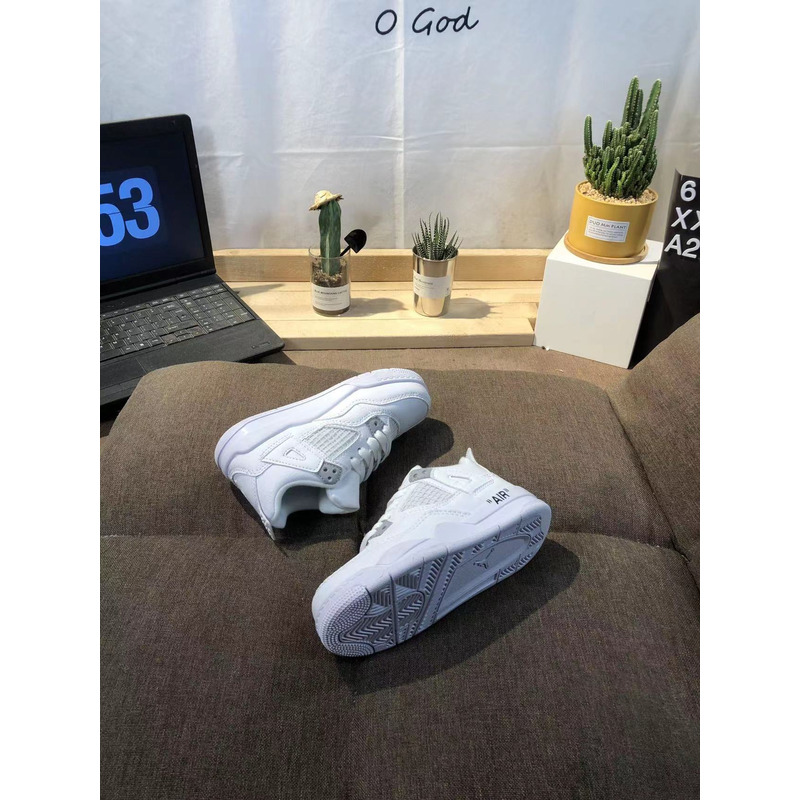 Jordan 4 Retro BG White & Metallic Kids Sneaker