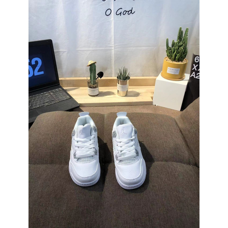 Jordan 4 Retro BG White & Metallic Kids Sneaker