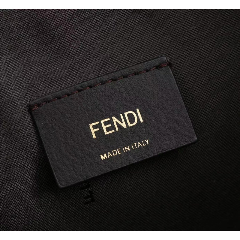 F**di graphy large laminated leather bag black