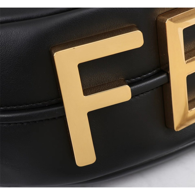 F**di graphy large laminated leather bag black