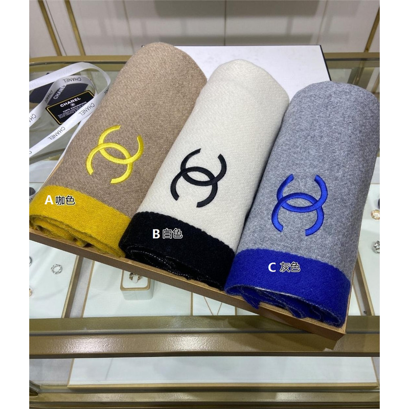 Ch*el  shawl double-sided large square scarf in beige