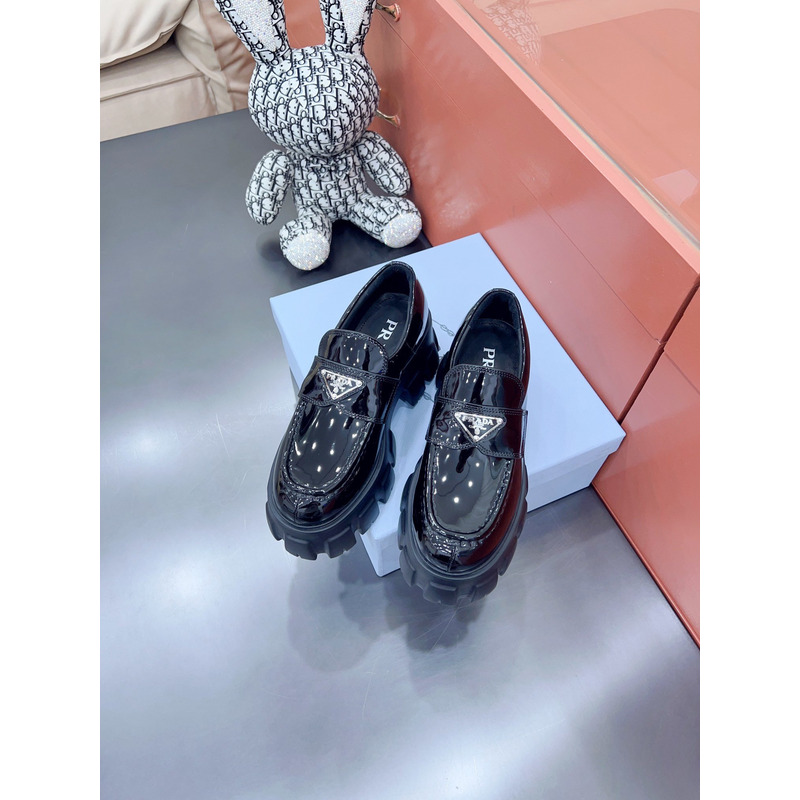 Pra*a monolith brushed leather loafers black