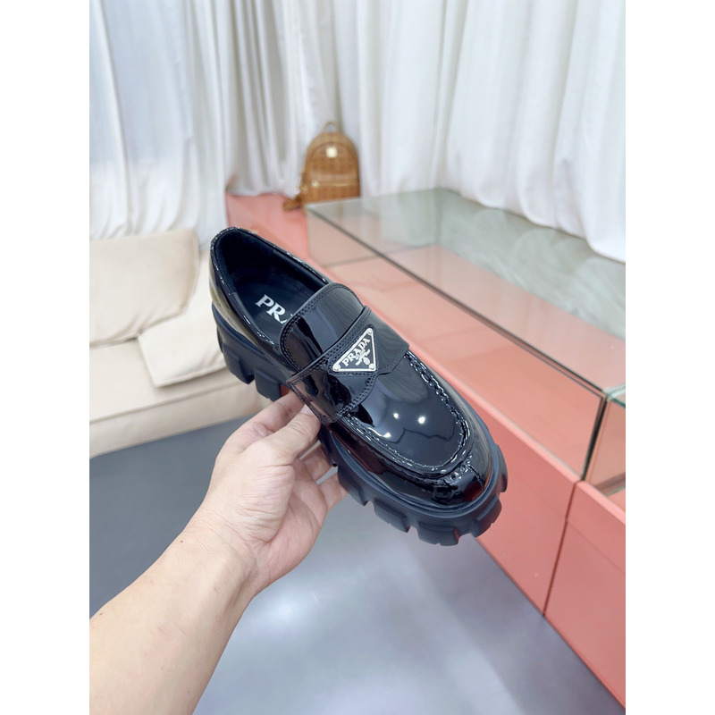 Pra*a monolith brushed leather loafers black