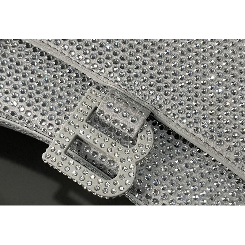 Ba*len*cia*ga hourglass handbag with rhinestones in grey