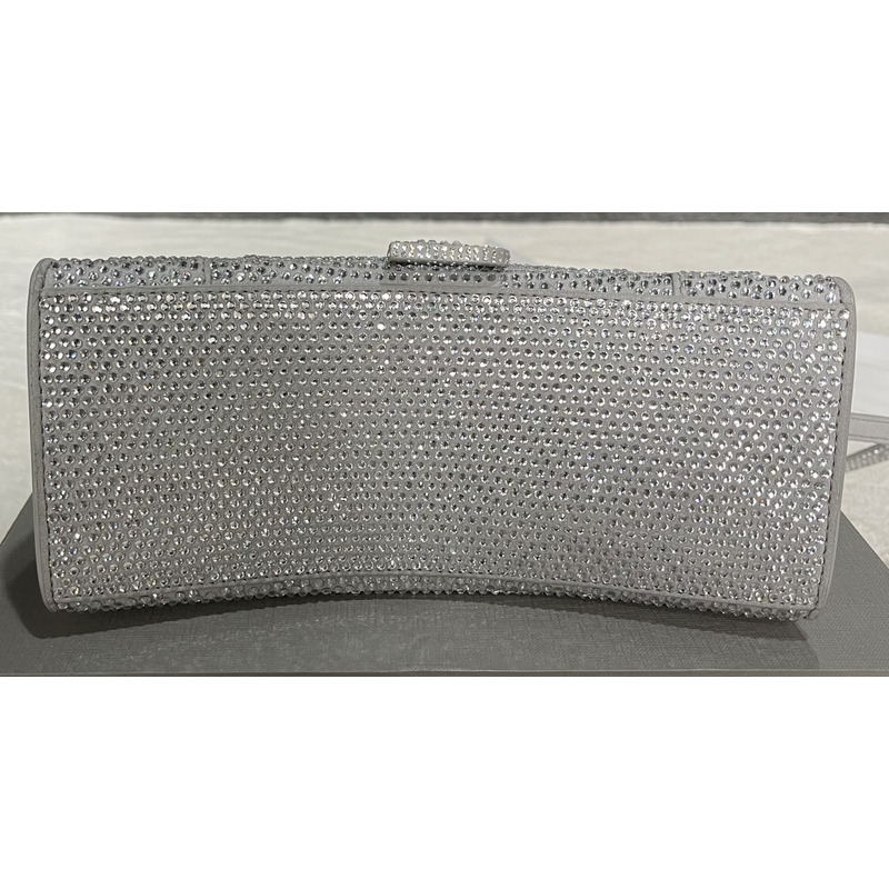 Ba*len*cia*ga hourglass handbag with rhinestones in grey