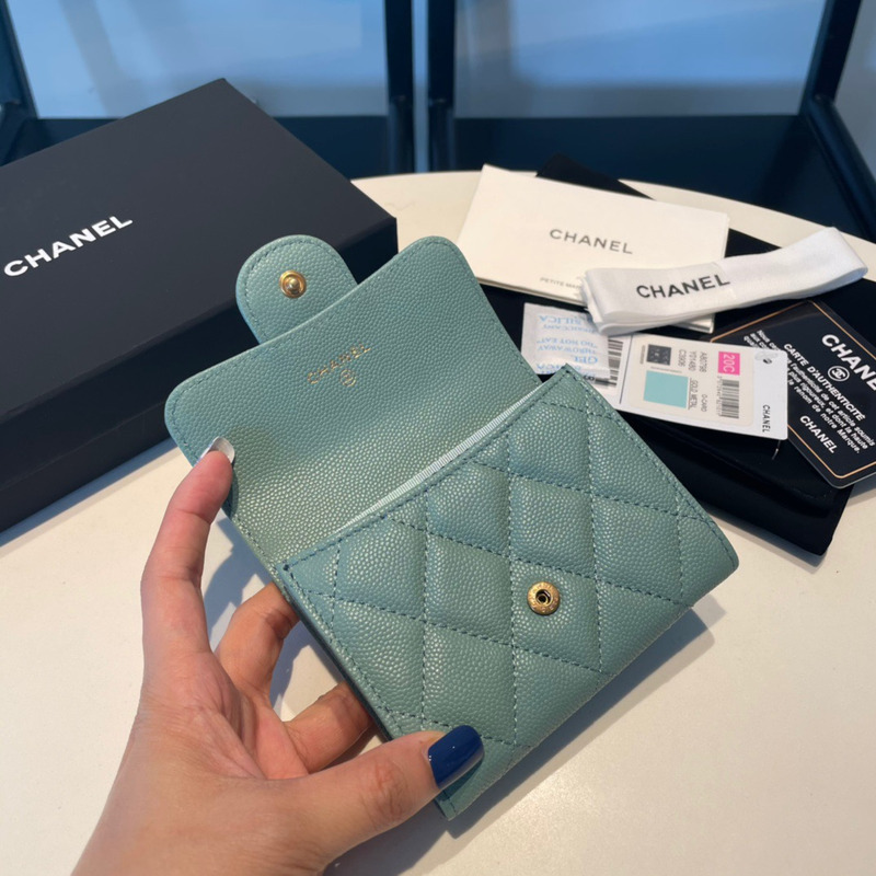 Ch*el classic flap wallet haze blue