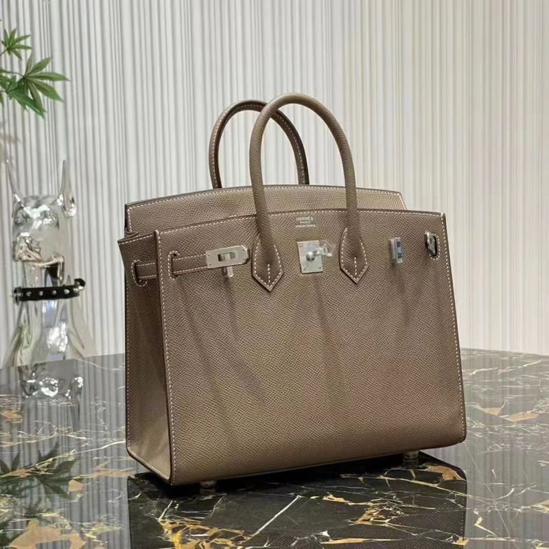 H**mes birkin sellier bag 30 etoupe grey epsom leather sliver hardware