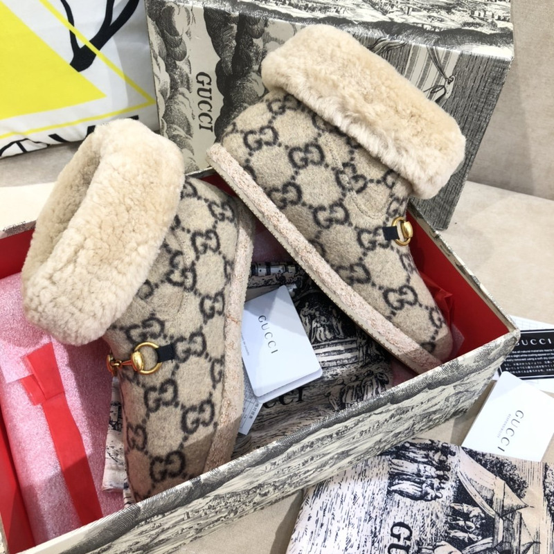 G*u*i fria horsebit gg wool shearling collar high top booties ebnoy