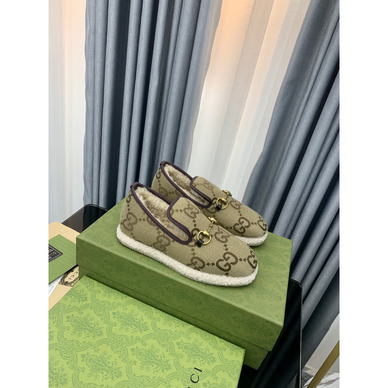 g*u*i loafers in gg S*p*e wool all over with horsebit