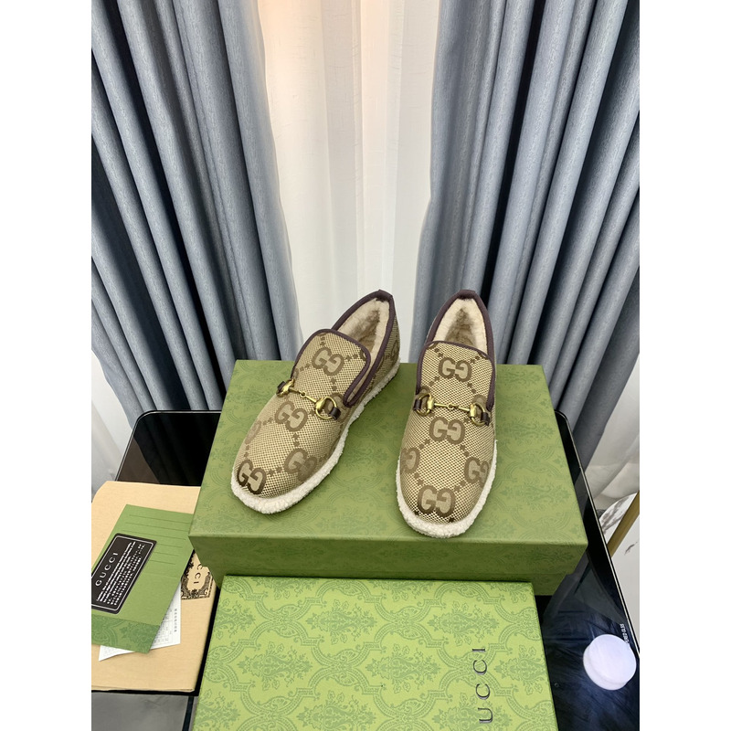 g*u*i loafers in gg S*p*e wool all over with horsebit