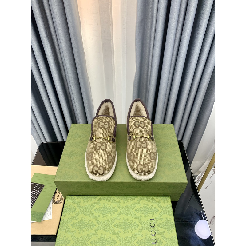 g*u*i loafers in gg S*p*e wool all over with horsebit