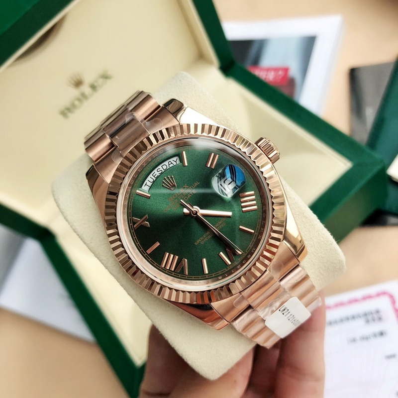 rolex day-date 40 green roman everose rose gold S*per clone