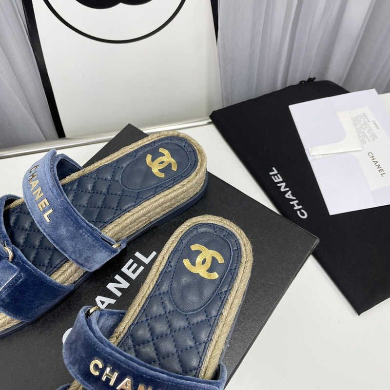 Ch*el mules sandals velvet blue