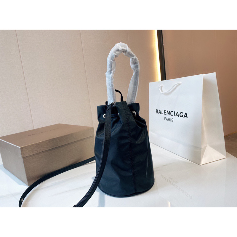Ba*len*cia*ga wheel logo print drawstring nylon bucket bag