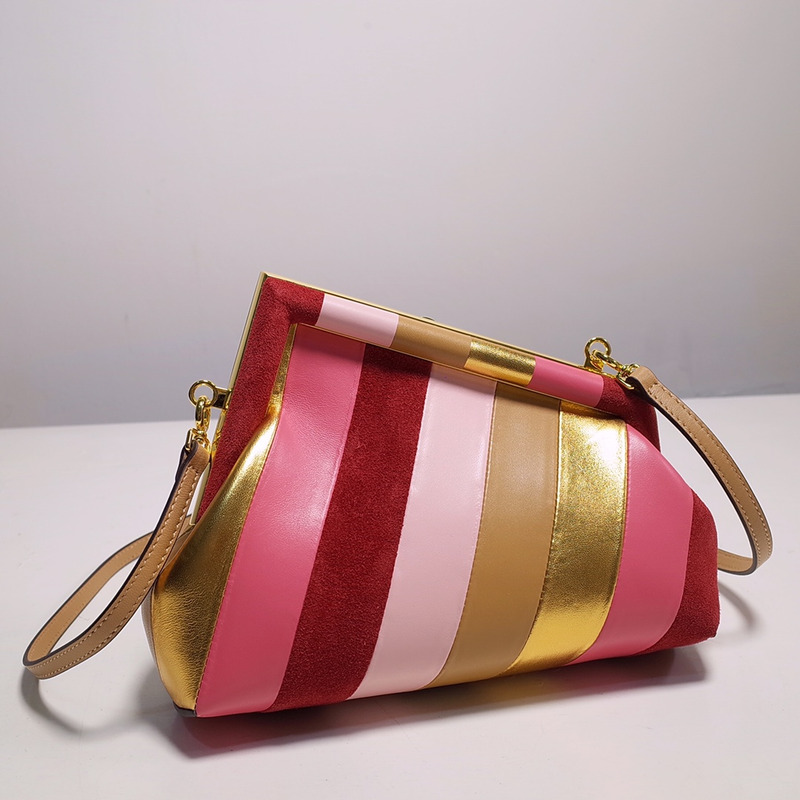 F**di first small leather shoulder bag pink