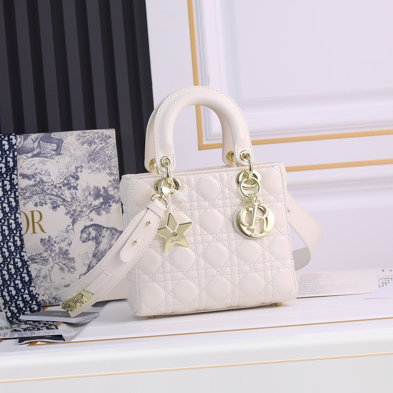 D*or lady D*or micro lambskin tote white