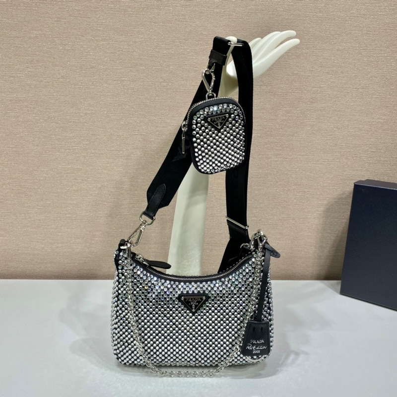 Pra*a re-edition crystal mini bag black