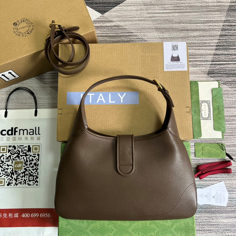 G*u*i aphrodite medium crescent shoulder bag dark brown