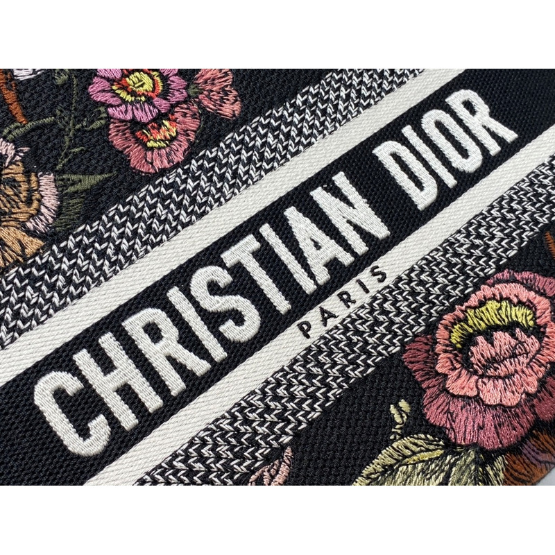 D*or medium lady d-lite bag black multicolor D*or jardin botanique embroidery