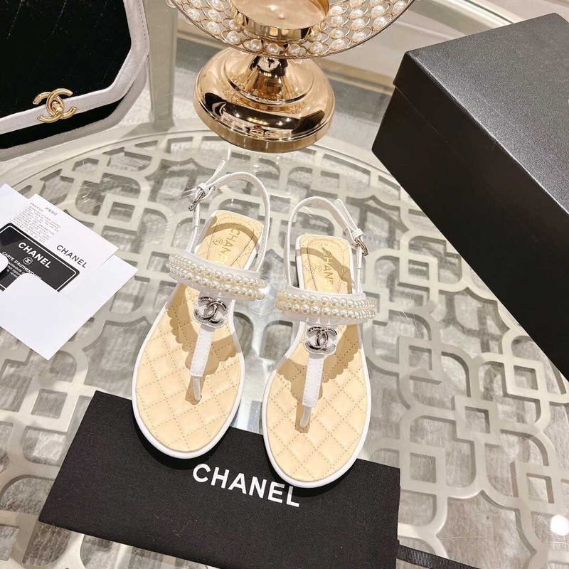 Ch*el pearl sandals white
