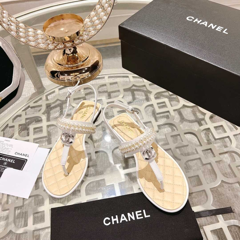 Ch*el pearl sandals white