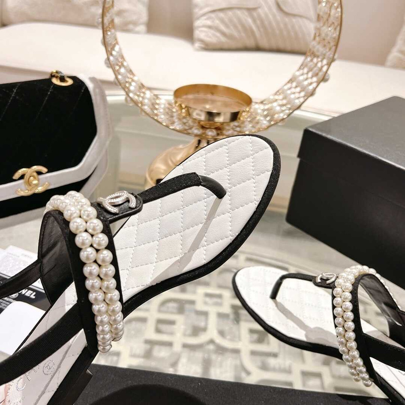 Ch*el pearl sandals black
