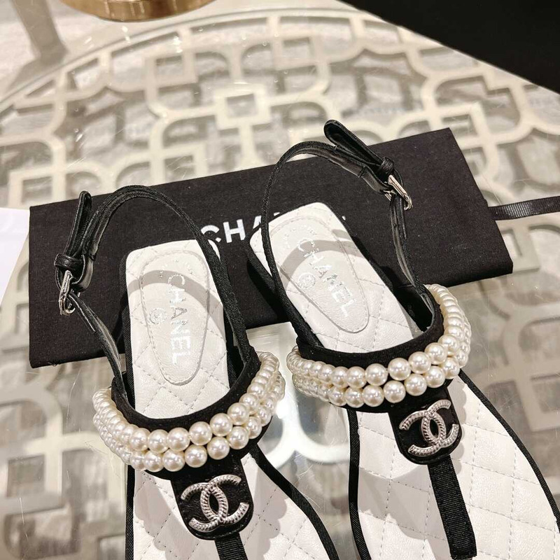 Ch*el pearl sandals black
