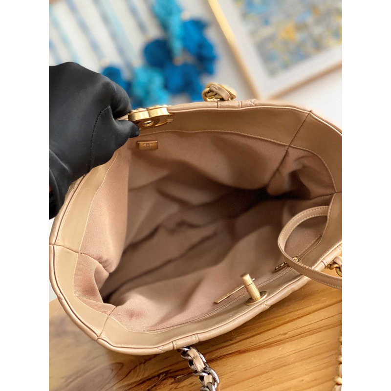 Ch*el handbag as3519 gold buckle shoulder bag brown