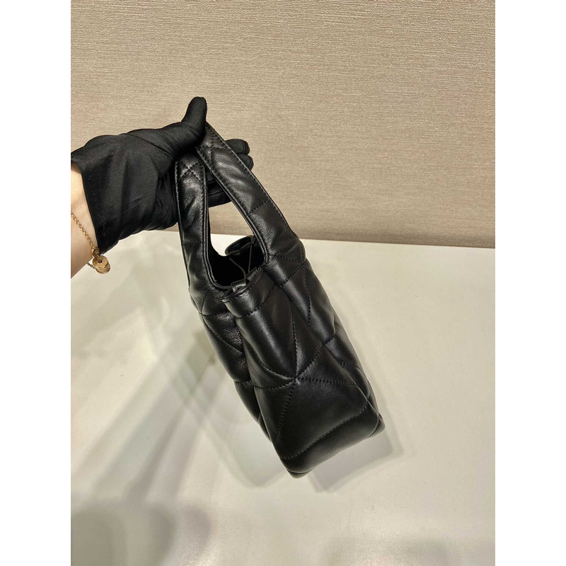 Pra*a small topstitched nappa tote black