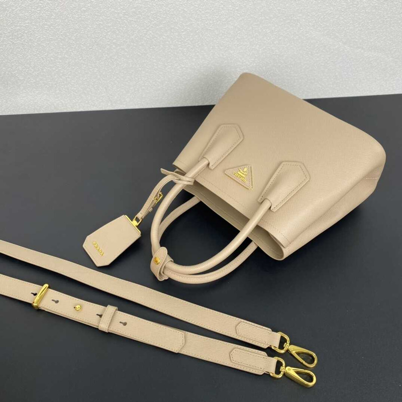 Pra*a double saffiano leather mini bag sand color