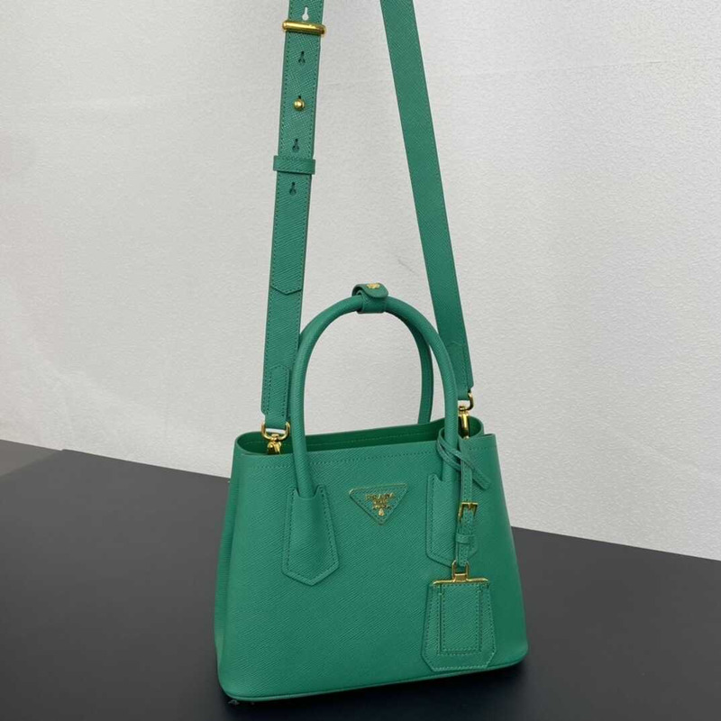 Pra*a double saffiano leather mini bag green