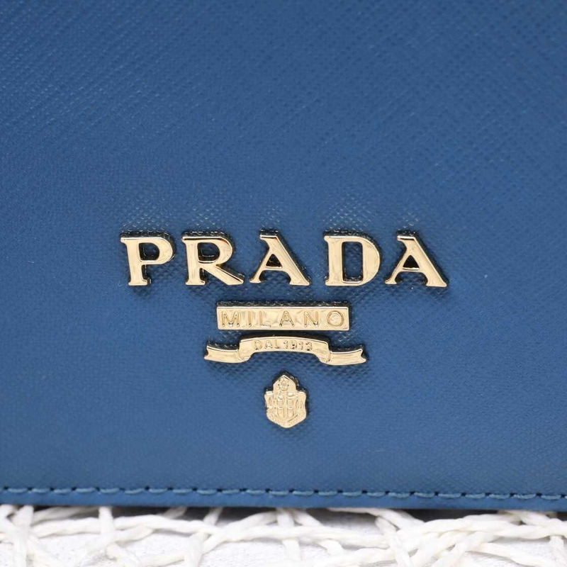 Pra*a saffiano leather mini bag blue