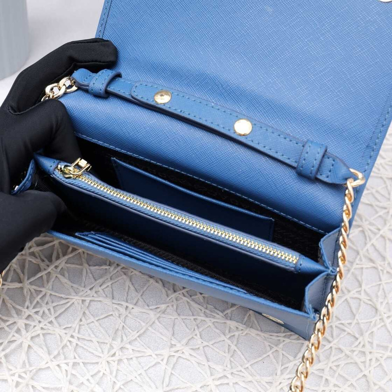 Pra*a saffiano leather mini bag blue